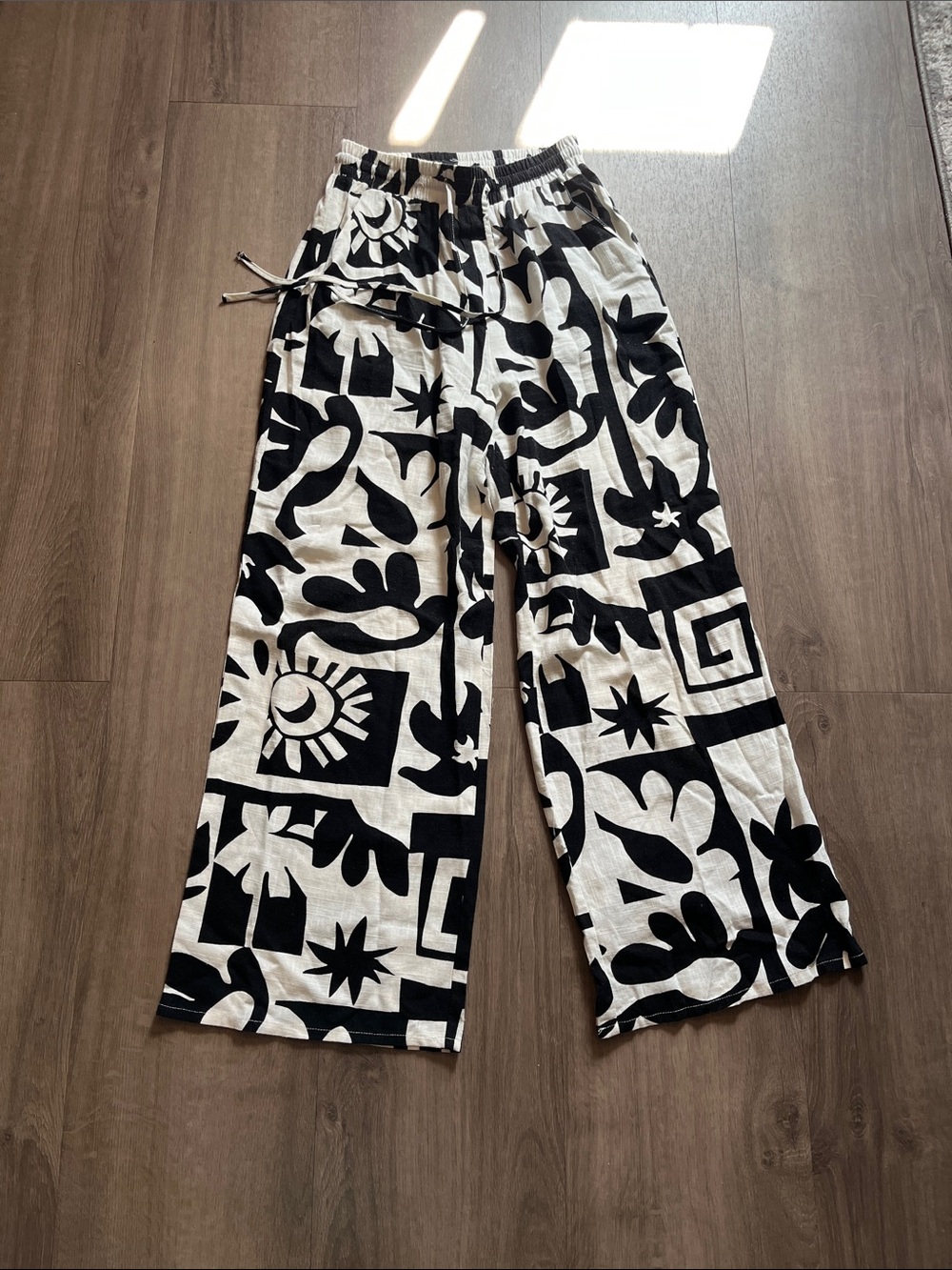 Black & White Wide Leg Printed Lounge Pants